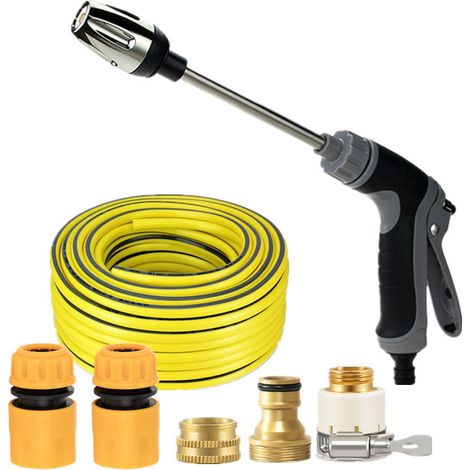 Pistolet à eau haute pression  pour lavage de voiture et jardin, embout pour tuyau d'arrosage, outil d'arrosage multifonctionnel, nettoyage puissant pour voitures et jardins 5m-DELKEVIC