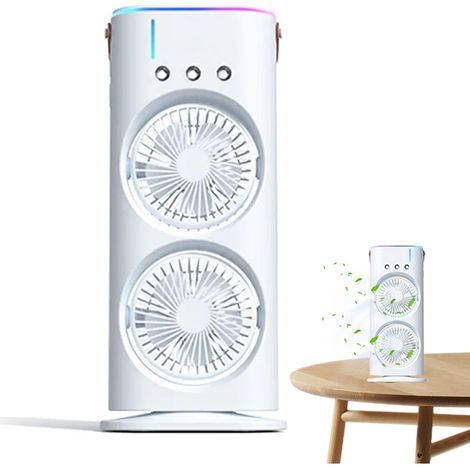 Ventilateur brumisateur d'extérieur – Petit ventilateur brumisateur 2000 mAh – Ventilateur de climatiseur mobile portable Ventilateur de brume de refroidissement à double extrémité avec lumière DEL (1/5)