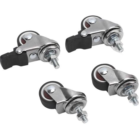 4 roulettes pivotantes tige filetée M6x15mm diamètre 25mm en TPR pour chariot établi armoire étagère (1/5)