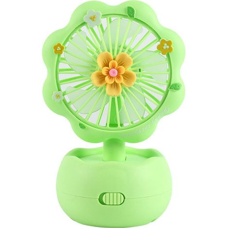 Ortviai Ventilateur portable rechargeable USB silencieux en forme de fleur verte – mini ventilateur de bureau et main (1/5)