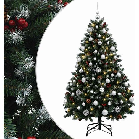 Albero di Natale artificiale verde con palline 150 cm 150 LED vidaXL