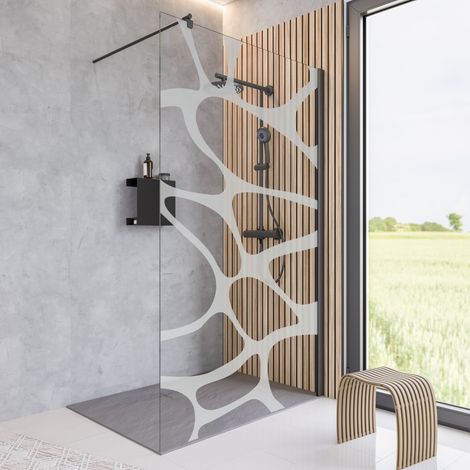 Schulte Duschwand Walk In, 6 mm Sicherheitglas (ESG) Dekor Wave, Farbe: Mattschwarz, Größe: 100x200 cm, ohne fixil-Glasbeschichtung Nano Versiegelung