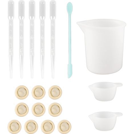 19-teiliges Silikon-Werkzeugset für Epoxidharz: Messbecher, Spatel, Handschuhe und Pipetten – Blau (1/5)