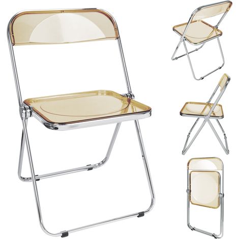 Sedia pieghevole Haloyo®, sedie da ufficio, sedie da giardino, materiale PET, 46x46x75cm, ambra (1/5)