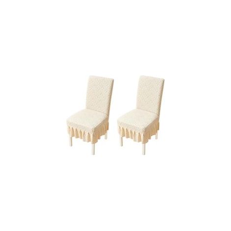 Set aus zwei Stuhlhussen mit Gummizug und Volant, waschbar, geeignet für Restaurants, Cafés und Festsäle – cremeweiß. – Crezuo
