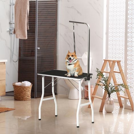 Table de toilettage pour animaux réglable, avec sangle, pliable, noir OKMYHOME (1/5)