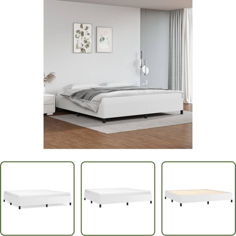 Kunstlederbett - Bettgestell Weiß 200x200 cm Kunstleder (1/5)