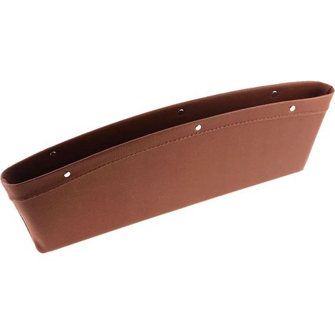(Marron - Cuir pleine fleur) 1 pochette de rangement en cuir PU pour siège auto, compartiment pour téléphone, clés, lunettes, portefeuille, cartes et câbles. (1/5)