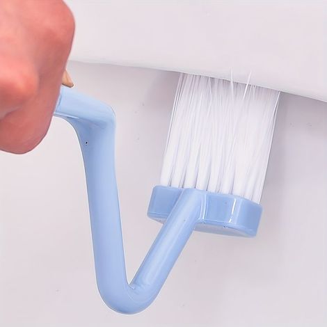 Brosse WC bleue en forme de V : design innovant en courbe en S pour un nettoyage efficace de l'intérieur de la cuvette. (1/5)