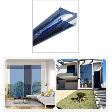 NICOLA Anti-UV Privacy Window Film, One-Way Balcony Office Privacy Film Sticker, Dark Blue and Silver, 50 cm x 6 m
