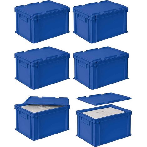 BRB Set, 6x EPS Thermobox 10,4 Liter in Eurobox 400x300 mm blau mit Auflagedeckel (1/3)