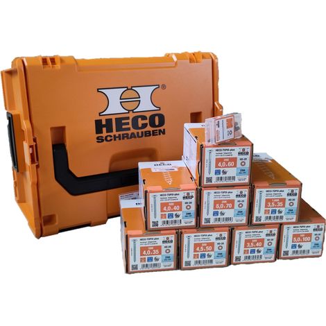 HECO BEGINNER-SET mit 3.200 diversen Spanplattenschrauben TOPIX-plus in L-BOXX 238