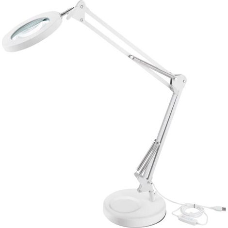 Lámpara de escritorio EXTOL con lupa, alimentación USB, blanca, 2400 lm, 3 colores de luz, aumento de 5x 43161