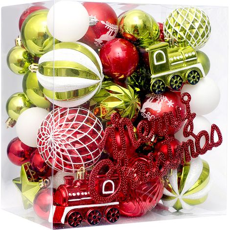 65 boules de Noël, incassables, peintes, décorations suspendues, sapin, mariage, fête (1/5)