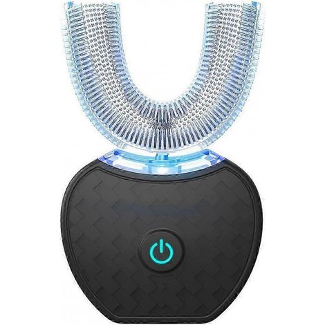 Brosse à dents électrique ultrasonique (noire), brosse à dents automatique en forme de U pour un nettoyage complet de la bouche à 360° et un blanchiment des dents-AquaForge (1/5)