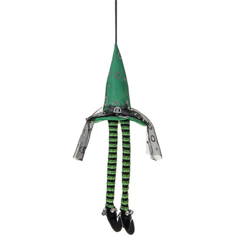 Lot suspendu lumineux chapeau de sorcière à longues jambes, décor lumineux pour arbre, porche, intérieur/extérieur, fête d’Halloween (1/5)
