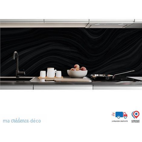 Crédence : Marbre courbe graphique Noir - Alu composite - 60 - 120 (1/3)