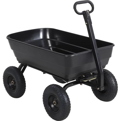 Chariot de Jardin Basculant 544 kg, 4 Roues Pneumatiques et Châssis Acier (1/5)