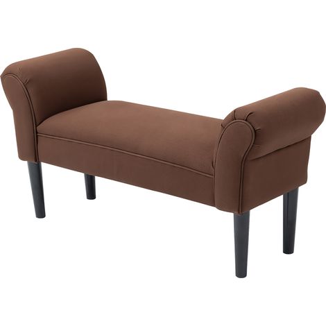 Banc design moderne avec accoudoirs incurvés, grand confort, dimensions : 102 cm (longueur) x 36 cm (largeur) x 51 cm (hauteur), marron. (1/5)