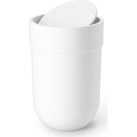 Poubelle Salle de Bain, 6L, Couvercle Bascule, Blanc (1/5)