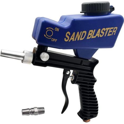Ensemble de pistolet de sablage Sandblaster, outil de pulvérisation de sablage pour éliminer la peinture, les taches, la rouille et nettoyer les surfaces (bleu) (1/5)