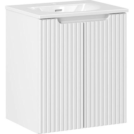 Waschtisch 50cm mit Keramikwaschbecken, weiß, NEWPORT-56-WHITE (1/5)