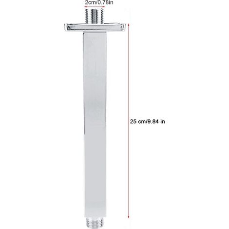 Colonne de Douche Murale Supérieure en Acier Inoxydable Carré - Bras de Douche Céramique Chromé G1/2, 25 cm (1/5)