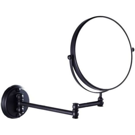 Miroir de maquillage mural pliable et rétro de 20 cm pour salle de bain, miroir de beauté télescopique rabattable (laiton antique noir) (1/4)