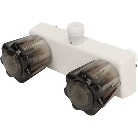 Robinet de douche de camping-car facile à installer avec 2 boutons, base blanche, pour bateau ou remorque. (1/5)