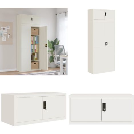Aktenschrank Weiß 90x40x220 cm Stahl - Schrank - Büroorganisation (1/5)