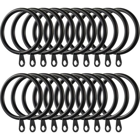 40Pièces Anneaux de Rideau, Anneaux de Suspension en Métal de Rideaux pour Rideaux et Tringles, 38mm Diamètre Intérieur (Noir) (1/5)
