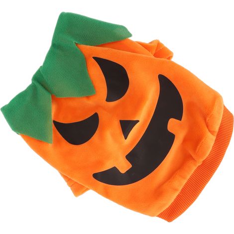 T-shirt d'Halloween pour chien, motif citrouille et fantômes mignons, doux et élastique, pour petits et moyens chiens et chats, orange, taille M (1/5)