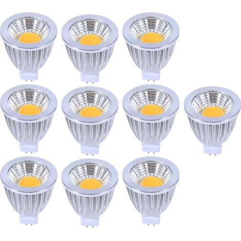 Spot Led MR16 - 5 W - Blanc Chaud - Technologie COB - Pour Éclairage Intérieur Extérieur - Lot de 10