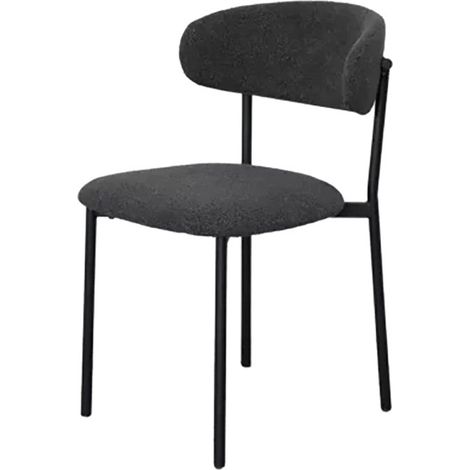 Chaise bouclette anthracite structure métal noir (1/5)