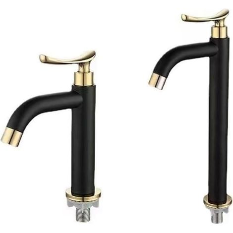 Robinet de lavabo, inox, noir, eau froide, pour salle de bain (1/5)