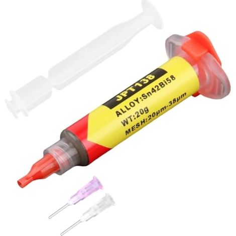 Pâte à souder Sn42 Bi58 basse température avec flux (138°C), conductivité thermique et résistance mécanique, pour BGA, pâte à souder pour reprise (20g) (1/5)