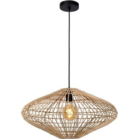 Lampada a sospensione Lucide Magali rattan marrone Ø56 E27 (1/5)