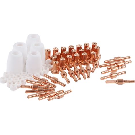 Kit de 65 consommables pour découpe plasma, compatible avec les modèles Cut 40 et 50 et les torches de découpe plasma PT31, LG40, CUT-40, CUT-50 et CT-312. (1/5)