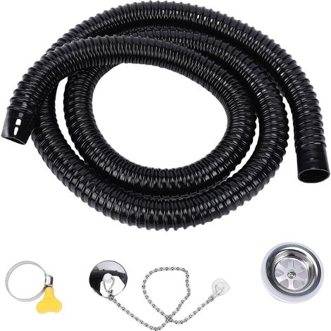 Kit de Tuyau Connecteur Vidange D'évier Camping-Car 6,6 Pieds, Joint étanche en ABS, D'égout 2 M avec Chaîne Anti-Perte pour Bateau et Yacht (1/5)