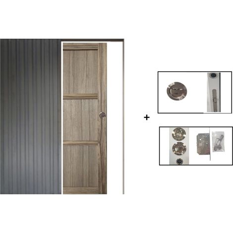 Porte Coulissante Bois Frake 3 Panneaux H204 X L73 Cm, Galandage Gd Menuiseries (1/5)