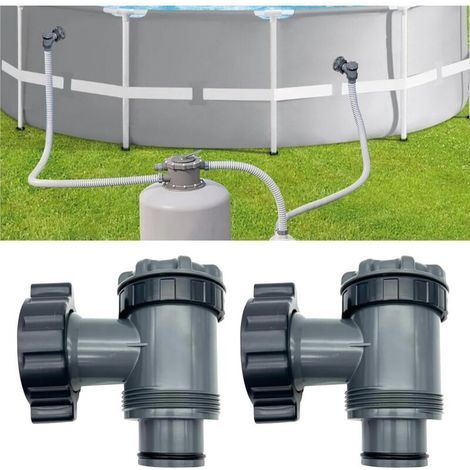 Inlet/outlet valve compatible with Coleman, Intex and Bestway above-ground pool filtration pumps, replacement parts for 38mm hose (pack of 2) (1/3)