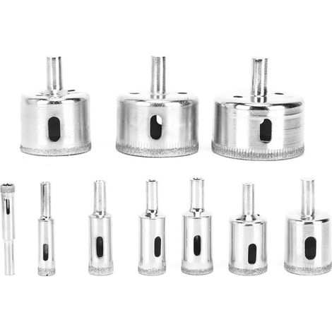 10 Forets Diamantés pour Céramique, Verre, Carrelage - Kit Perçage Professionnel 8-50mm - Outils Maçonnerie Durables (1/5)