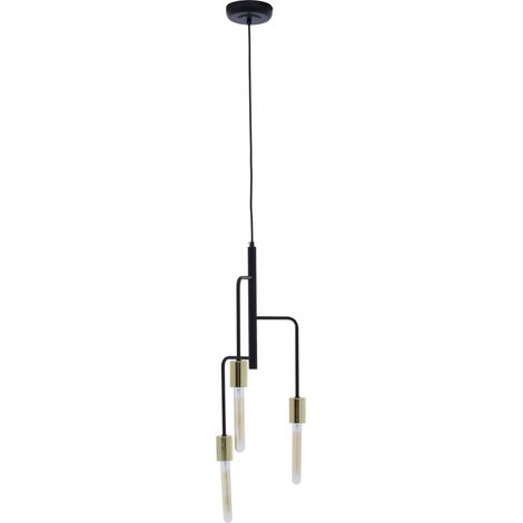 Premier Housewares 3 Bulb Gold / Black Finish Pendant Light Contemporary Style Ceiling Light For Living Room Dining Room Bedroom And Hallway Modern Sleek Design 25 x 175 x 25 (1/3)