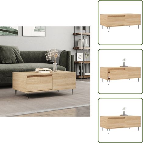 Table basse Chêne sonoma 90x50x36,5 cm Bois d'ingénierie - Table Basse - Meuble Salon - Table D'appoint - Table Design - Style Moderne (1/5)