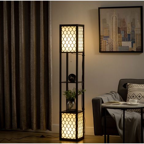 Lampada da terra con ripiani, 40 W, attacco E27, nera HAVRYA (1/5)