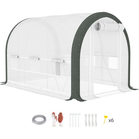 Outsunny Walk-in Tunnel Greenhouse, Upgraded Structure, Mesh Door & Windows (1/5)