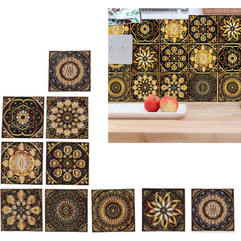 Vinilos decorativos de PVC para pared [Autoadhesivos, impermeables] [Paquete de 10] 15 x 15 cm para cocina, oficina, sala de estar, hotel [Diseños transparentes] [Fácil aplicación] [Sin residuos] (1/5)