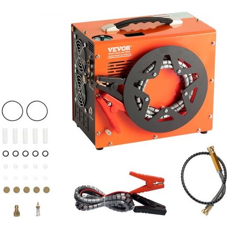 Compresseur d'Air PCP Portable 30 MPa avec Convertisseur Intégré Arrêt Auto CC 12 V/CA 230 V Pompe Réservoir Paintball Sans Huile Sans Eau pour Pistolet à Air, Bouteille de Plongée Sous-marine (1/4)