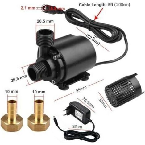 Mini pompe à eau 12V 800L/H 4.5M, 15W pompe à eau submersible petite, pompe de bassin, pompe de fontaine, pompe à eau, pompe d'alimentation d'aquarium, pour jardins, aquariums, étangs (1/5)
