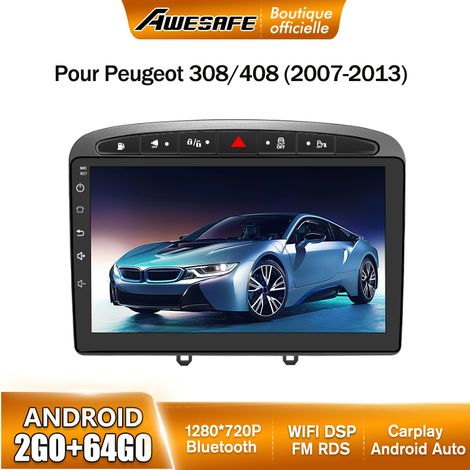 AWESAFE Autoradio Android 13 pour Peugeot 308/408 (2007-2013) 2Go+64Go 9'' Écran Tactile GPS Android Auto WiFi Gris (1/5)